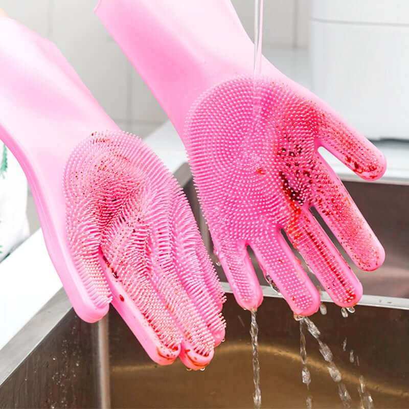 Silicone Scrubbing Gloves - For Kitchen and Shower Bath